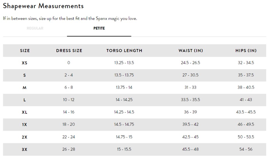 Spanx Size Charts - Find Spanx Size Charts and Guides – The Magic